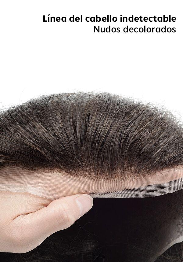 Prótesis Capilar de Monofilamento con Perímetro de Skin y Encaje Frontal Indetectable