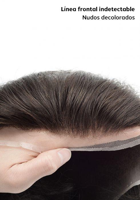 Peluquin de Monofilamento con Perímetro de Skin y Encaje Frontal. Altamente Durable y Transpirable