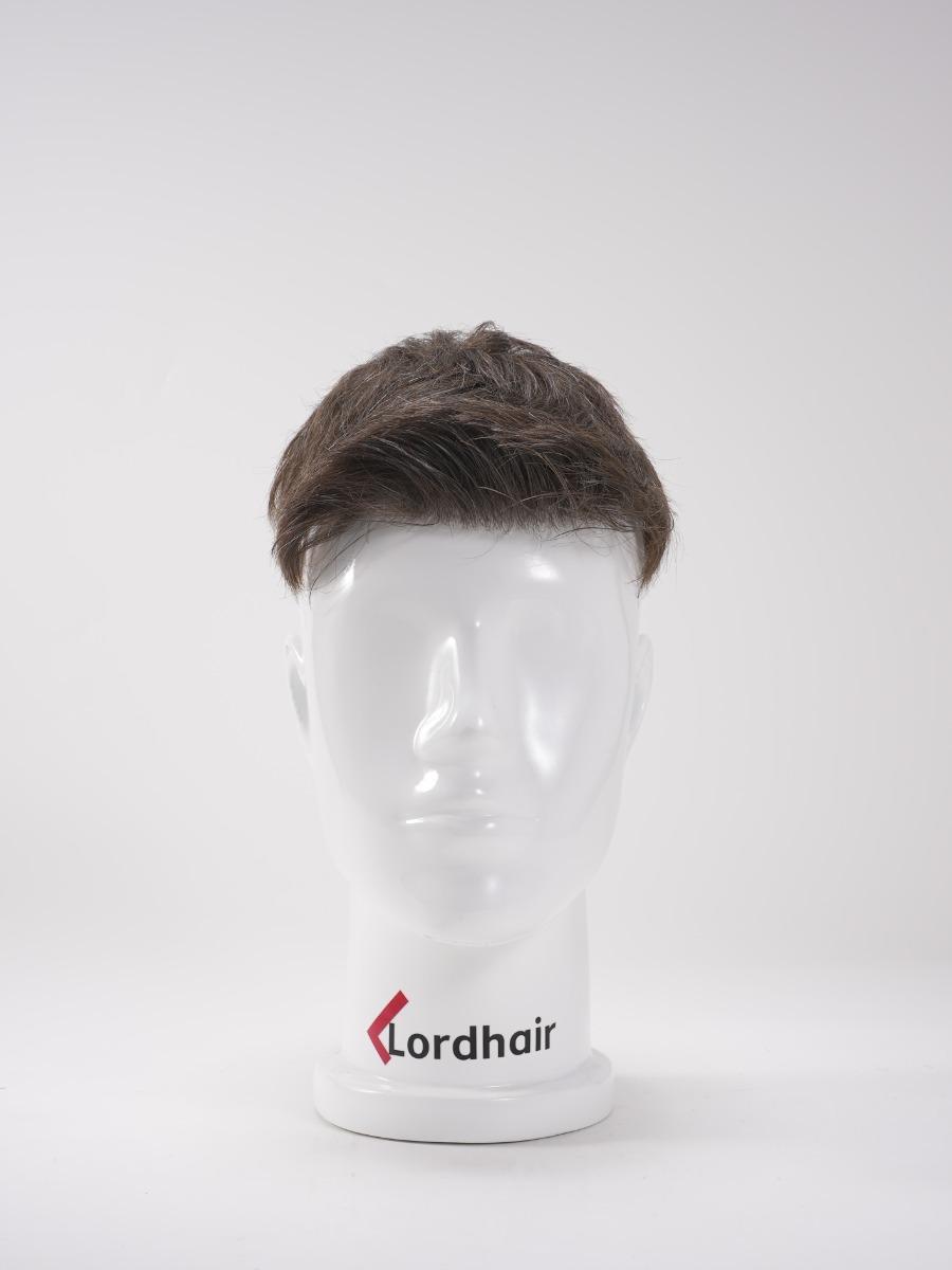 protesis capilar para hombre de base skin super delgado con flequillo largo hacia adelante