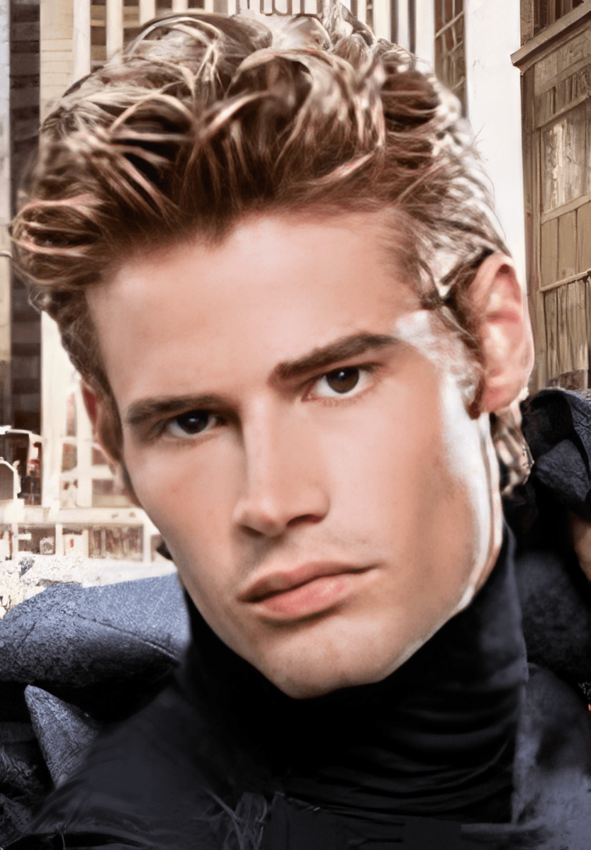 Prótesis capilar para hombre con cabello precortado y peinado de estilo hacia atrás. Realista y con cabello natural