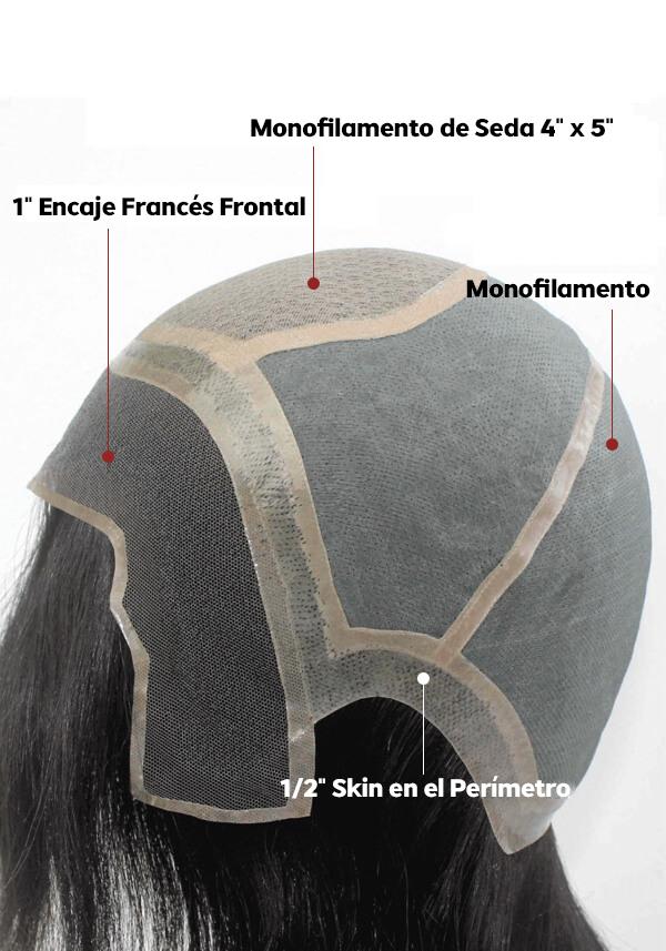 Peluca para Mujer Personalizada de Seda y Monofilamento con Perímetro de Skin y Encaje Frontal. Cómoda de Usar