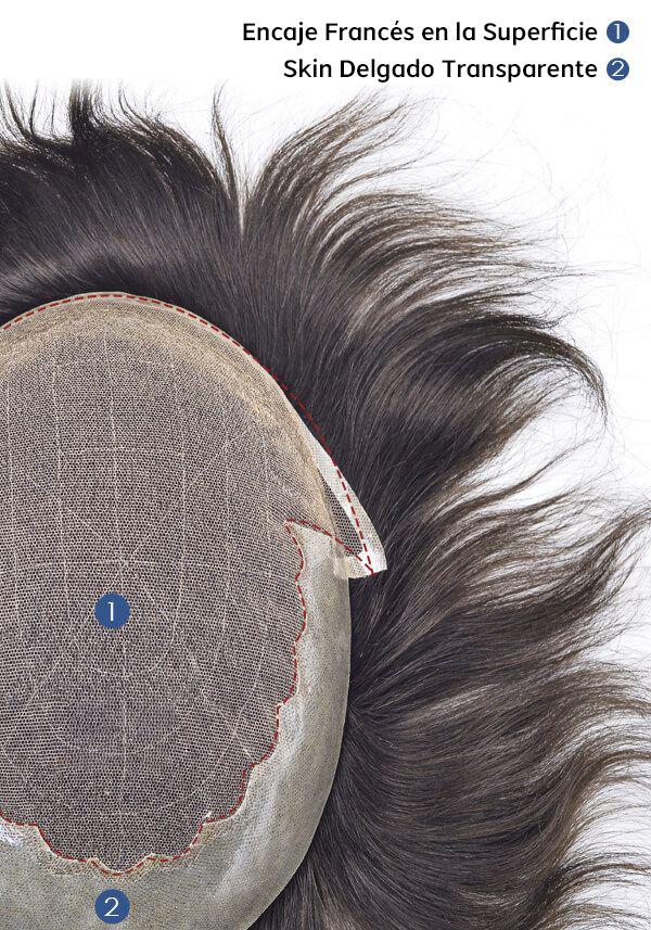 Prótesis Capilar de Encaje y Skin con Densidad de Cabello Media. Transpirable y de Fácil Colocación 