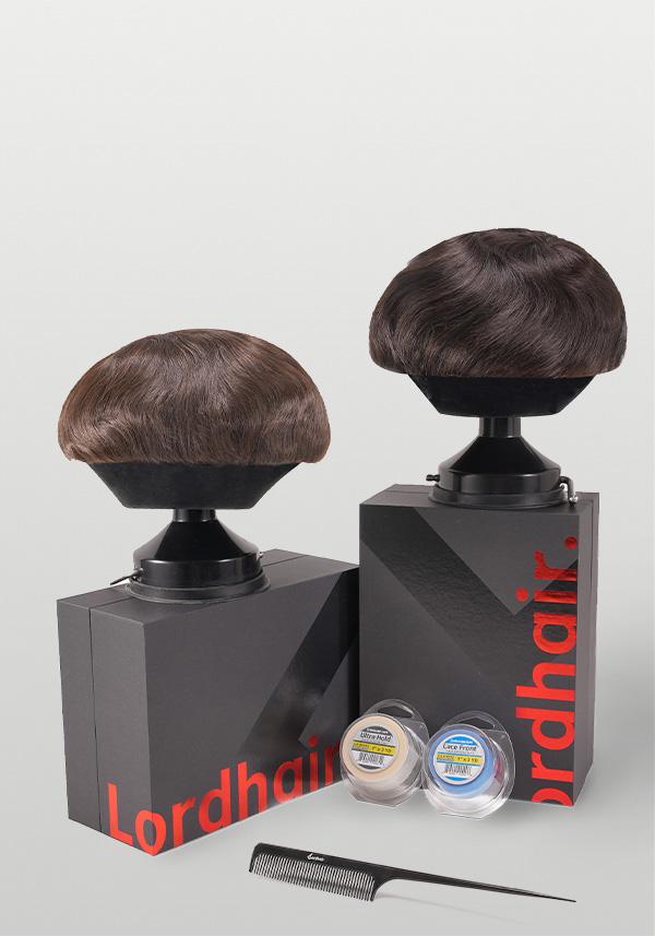 Set de tupé parciales combinados skin y encaje con accesorios altamente realistas
