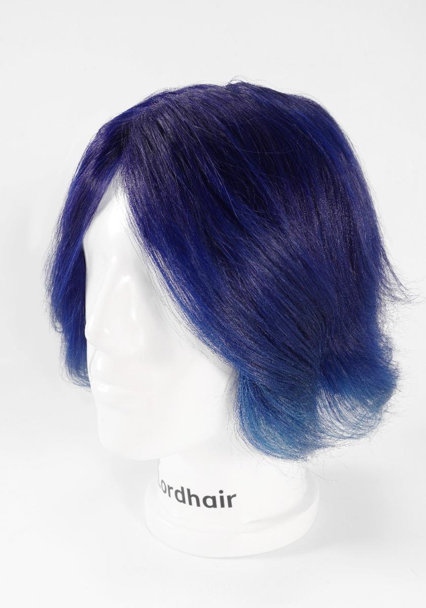 Prótesis capilar profesional de Halloween color Azul elaborada de cabello humano
