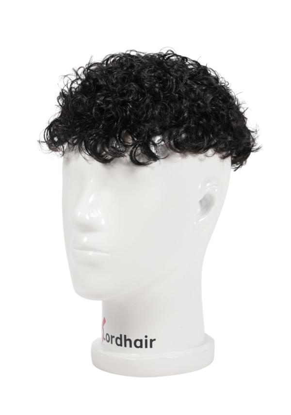 Prótesis capilar de skin con permanente en el cabello. Rizo de 20mm. cabello natural y realista