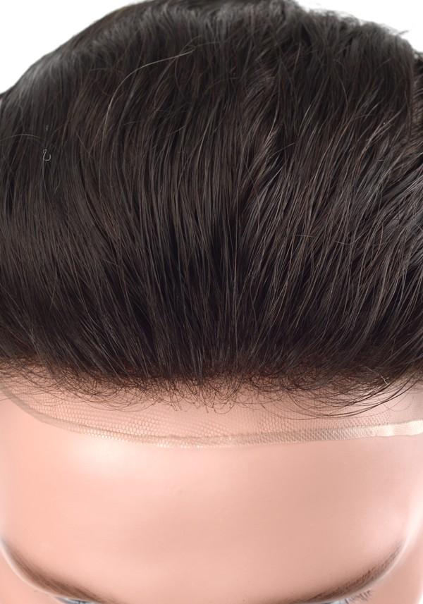 Prótesis Capilar para Hombre de Encaje Francés y Skin Delgado con línea frontal del cabello natural