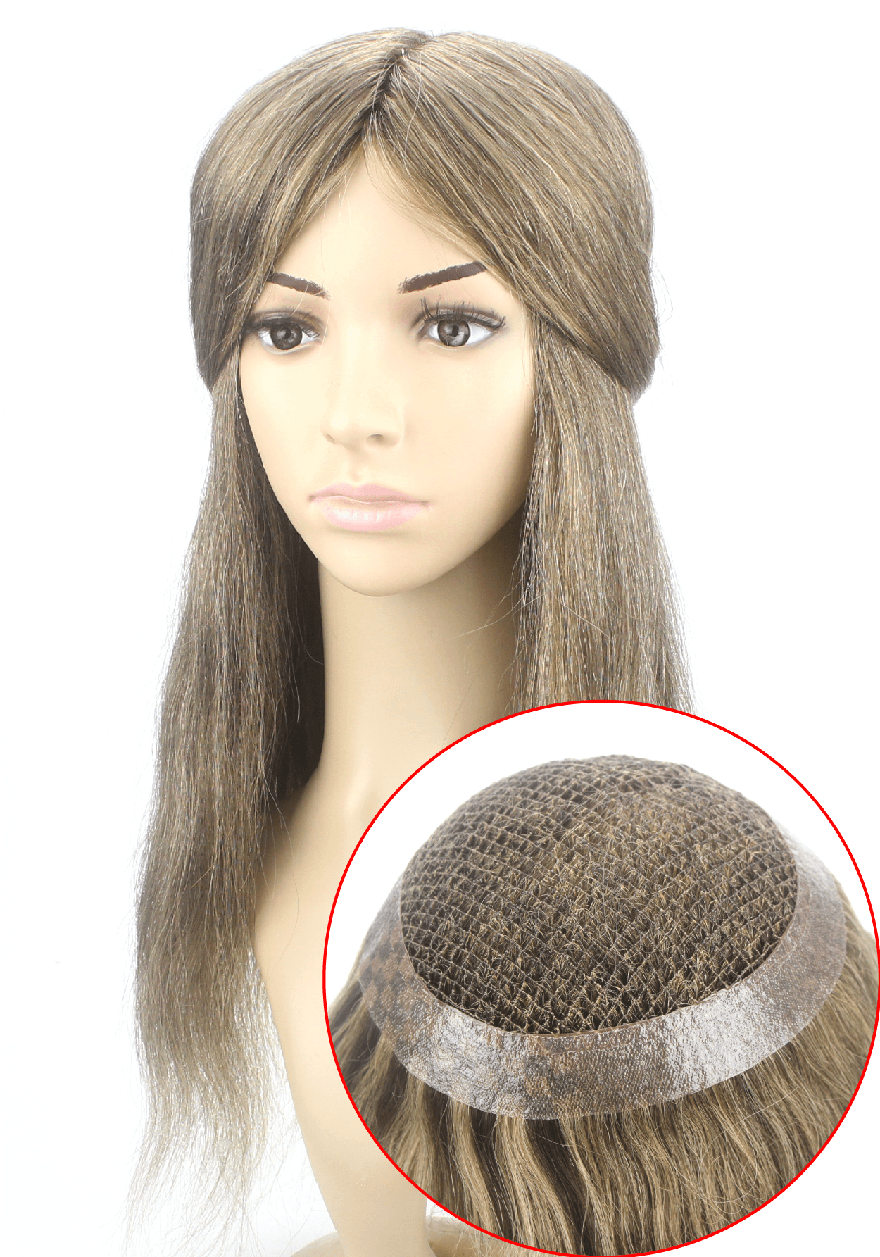 Peluca para Mujer Personalizado de Integración y Voluminizador de Malla de Poliéster con Perímetro de Skin. Altamente Durable