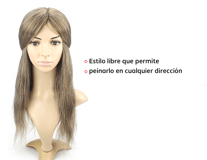 Peluca para Mujer Personalizado de Integración y Voluminizador de Malla de Poliéster con Perímetro de Skin. Fácil de peinar