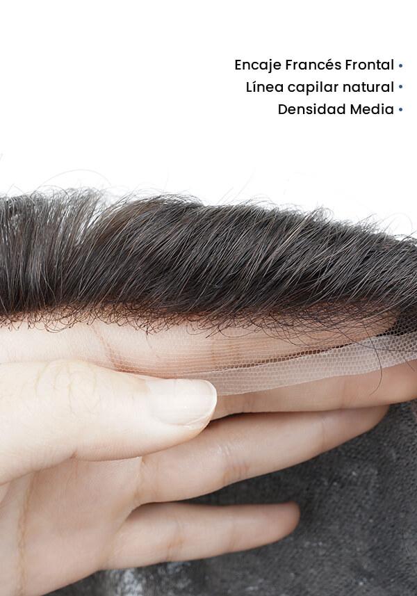 Prótesis Capilar para hombre de skin delgado con frontal de encaje francés indetectable