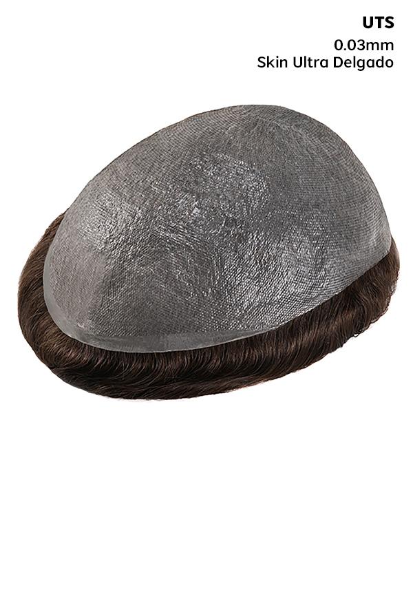 Prótesis capilar con cabello precortado y desvanecido a los lados. con cabello natural