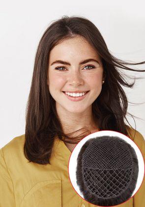 Laura | Peluca para Mujer de Integración y Voluminizador con Línea de Red y Poliéster de Fácil Colocación