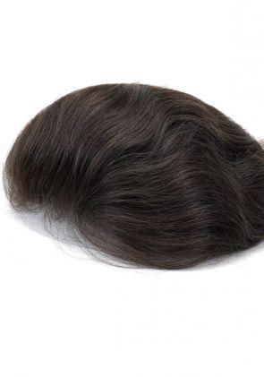 Prótesis capilar para hombre de cabello natural y estilizado de cabello hacia atrás