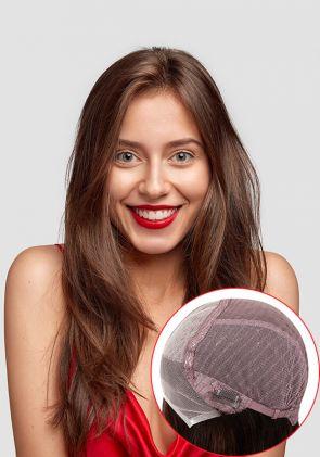 Angela |  Peluca para Mujer Médica y Oncológica de Cobertura Completa de Encaje y Malla Ajustable con Broches y Cabello Remy. Transpirable y de Fácil Colocación