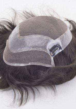 Hollywood Lace | Tupé Parcial para Hombre de Encaje Francés y Skin con Clips. Transpirable y de Fácil Colocación