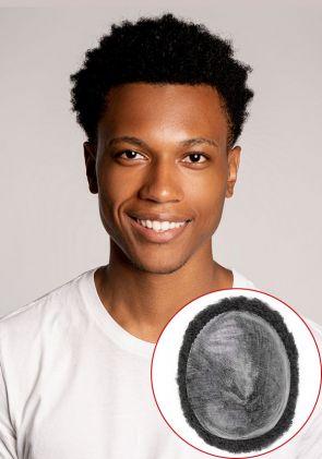 Leo | Peluca Parcial de Skin de 0.12mm con Cabello Ondulado de Agua y de Fácil Colocación