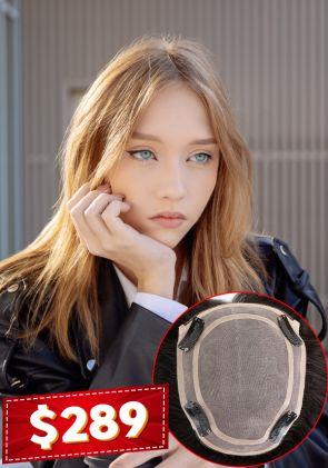 Maria | Peluca para Mujer Tipo Topper de Monofilamento y Poliuretano con Clips. Cabello Remy de Fácil Colocación - en Oferta