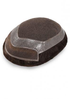 Neo Premier| Peluca Parcial de Encaje y Perímetro de Skin con Cabello Remy. Anudado Preciso. Transpirable y de Fácil Colocación