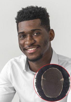 Champion Afro | Tupe para Hombre de Encaje y Cabello Afro. Altamente Transpirable y Cómodo de Usar