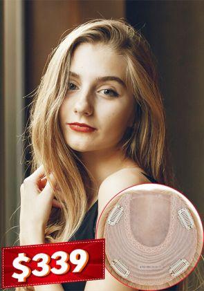 Summer | Peluca para Mujer Tipo Topper de Malla Ajustable con Seda y Clips. Altamente Transpirable - en Oferta