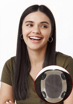 Marissa | Peluca para Mujer Tipo Topper de Monofilamento y Perímetro de NPU con Clips. Altamente Durable y de Fácil colocación