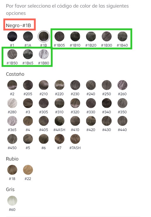 colores en una peluca con canas
