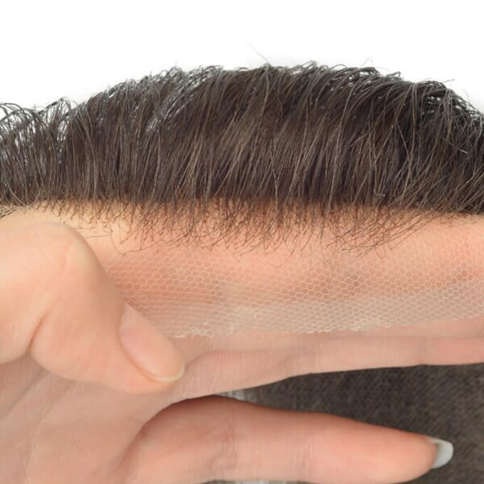 Frontal realista de encaje en protesis capilar de hombre