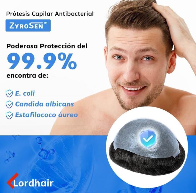 Prótesis capilares antibacterianas con protección de larga duración