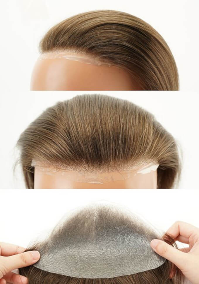 Protesis capilar tipo frontal para hombre de tamaño grande