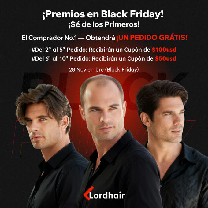 Prótesis capilares grátis y codigos de descuento de Lordhair en Black Friday