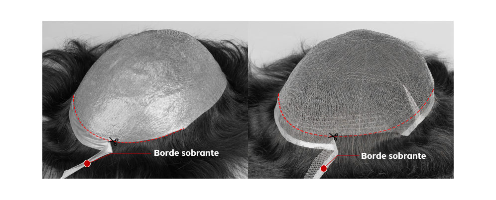 Recorte de exceso del borde de la peluca